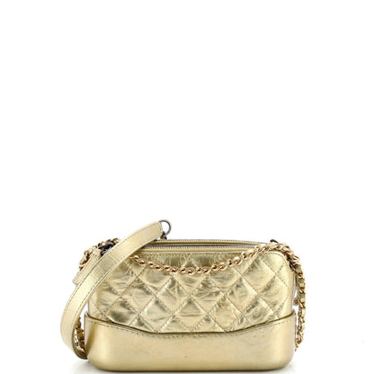 Chanel Gabrielle Double Zip Clutch With Chain Quilted Aged Calfskin