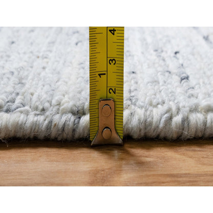 12'X12' Misty Gray Modern Striae Design Soft Wool Hand Loomed Square Rug