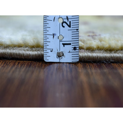 2'8"X3'9" Yellow Pure Wool Kashkuli Gabbeh Pictorial Hand Knotted Rug