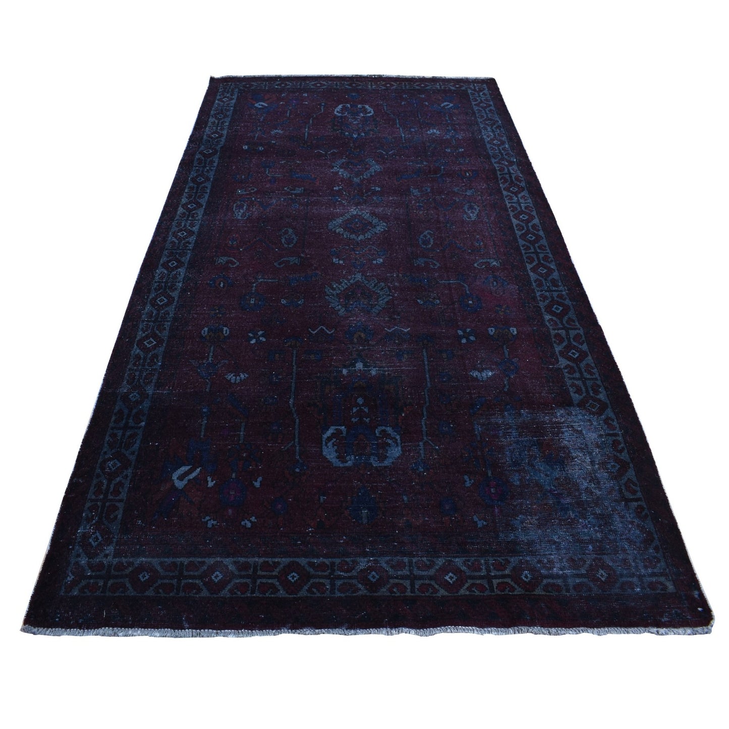 5'4"X9'5" Red Overdyed Dark Baktiarjoon Handmade Wool Wide And Long Rug