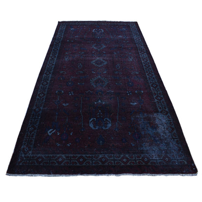 5'4"X9'5" Red Overdyed Dark Baktiarjoon Handmade Wool Wide And Long Rug