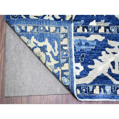 8'2"X9'8" Byzantine Blue Peshawar With Mahal Design Wool Hand Knotted Rug