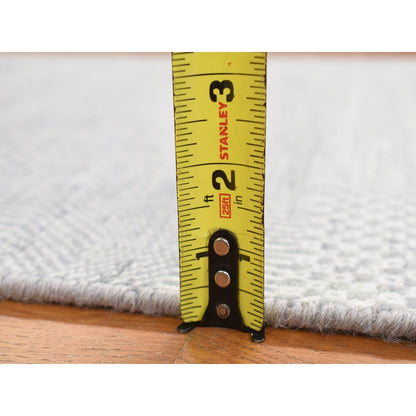 Rug 2'6"x12' Blue Grass Design Hand Knotted Wool and Silk Modern Runner