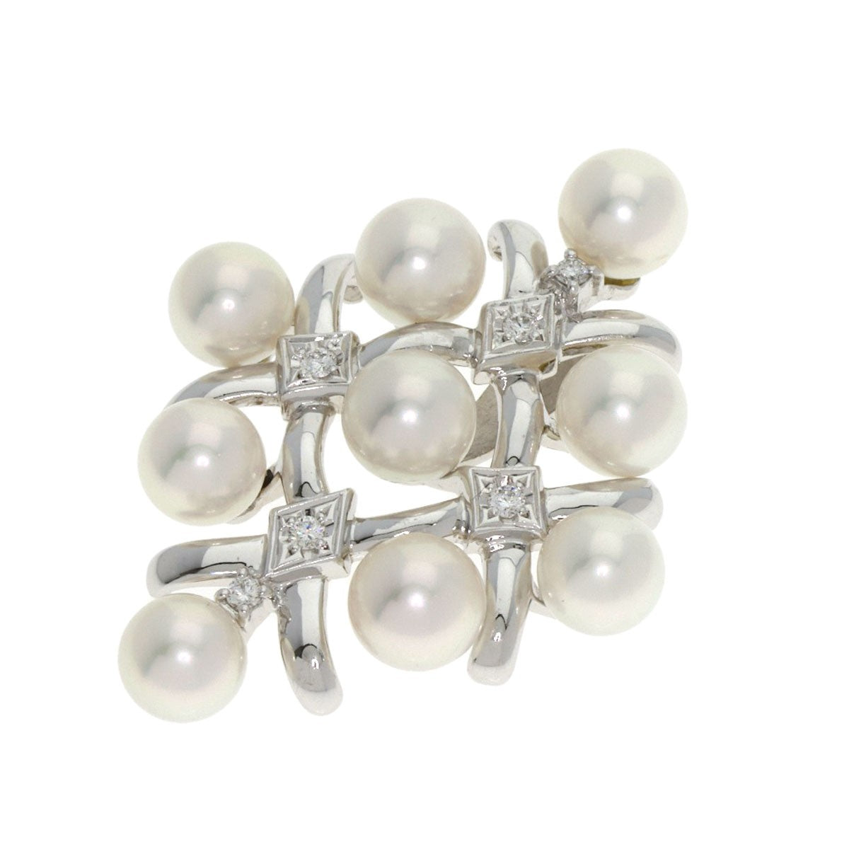 Gold MIKIMOTO Pearl Diamond Pendant top K18 White