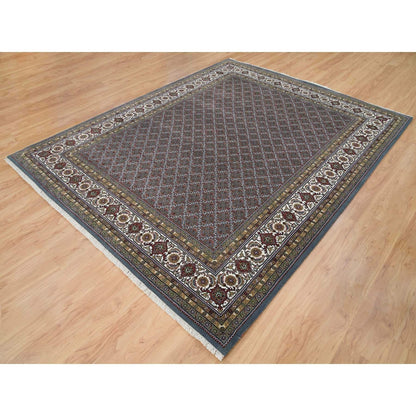8'1"X10' Black Coral Gray 175 Kpsi Herrita Design Wool Hand Knotted Rug