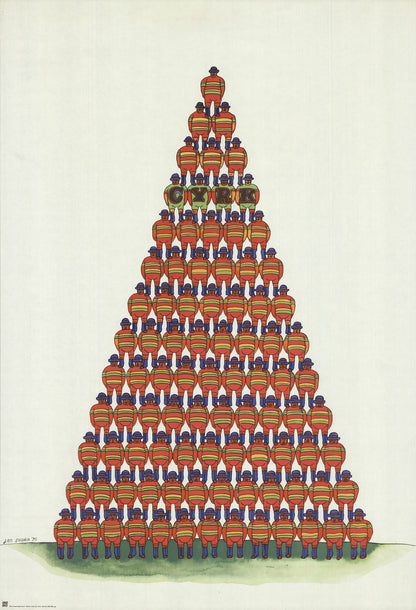 Jan Sawka Circus Pyramid Of Acrobats " Offset Lithograph Outsid