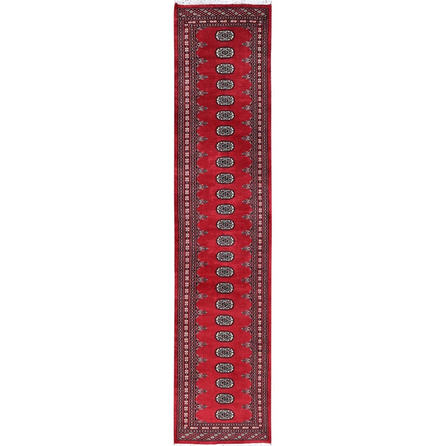 2'6"X12'5" Ajax Red Princess Bokara Soft Wool Hand Knotted Runner Rug
