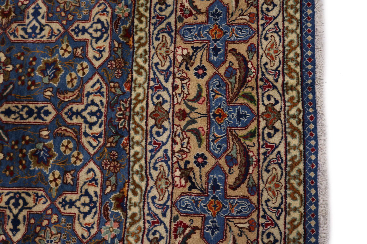Vintage Blue Wool Oriental Rug Allover Floral