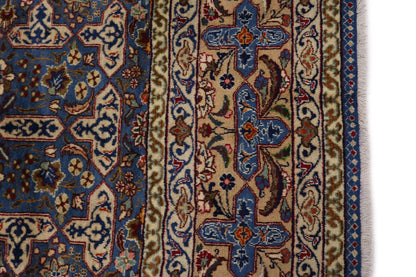 Vintage Blue Wool Oriental Rug Allover Floral