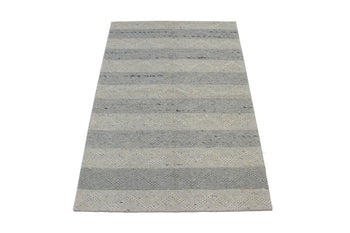 Modern Hand-Tufted Wool Area Rug Zig-Zag Design