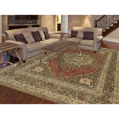9'2"X12'1" Arroyo Red Tebraz Haji Jalili Soft Wool Pile Hand Knotted Rug
