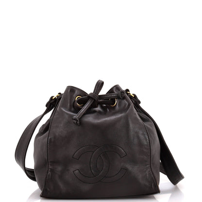 Chanel Vintage Cc Drawstring Bucket Bag Caviar Small