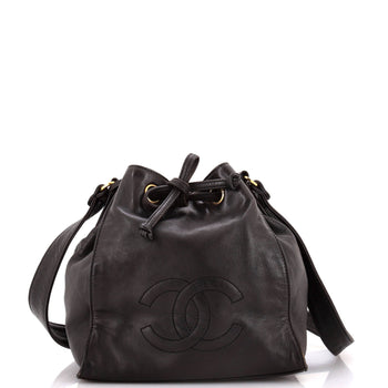 Chanel Vintage Cc Drawstring Bucket Bag Caviar Small