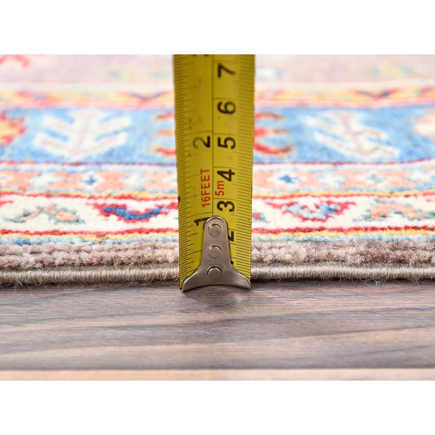 2'6"X9'2" Dusty Gray Wool Kazak Geometric Design Runner Hand Knotted Rug