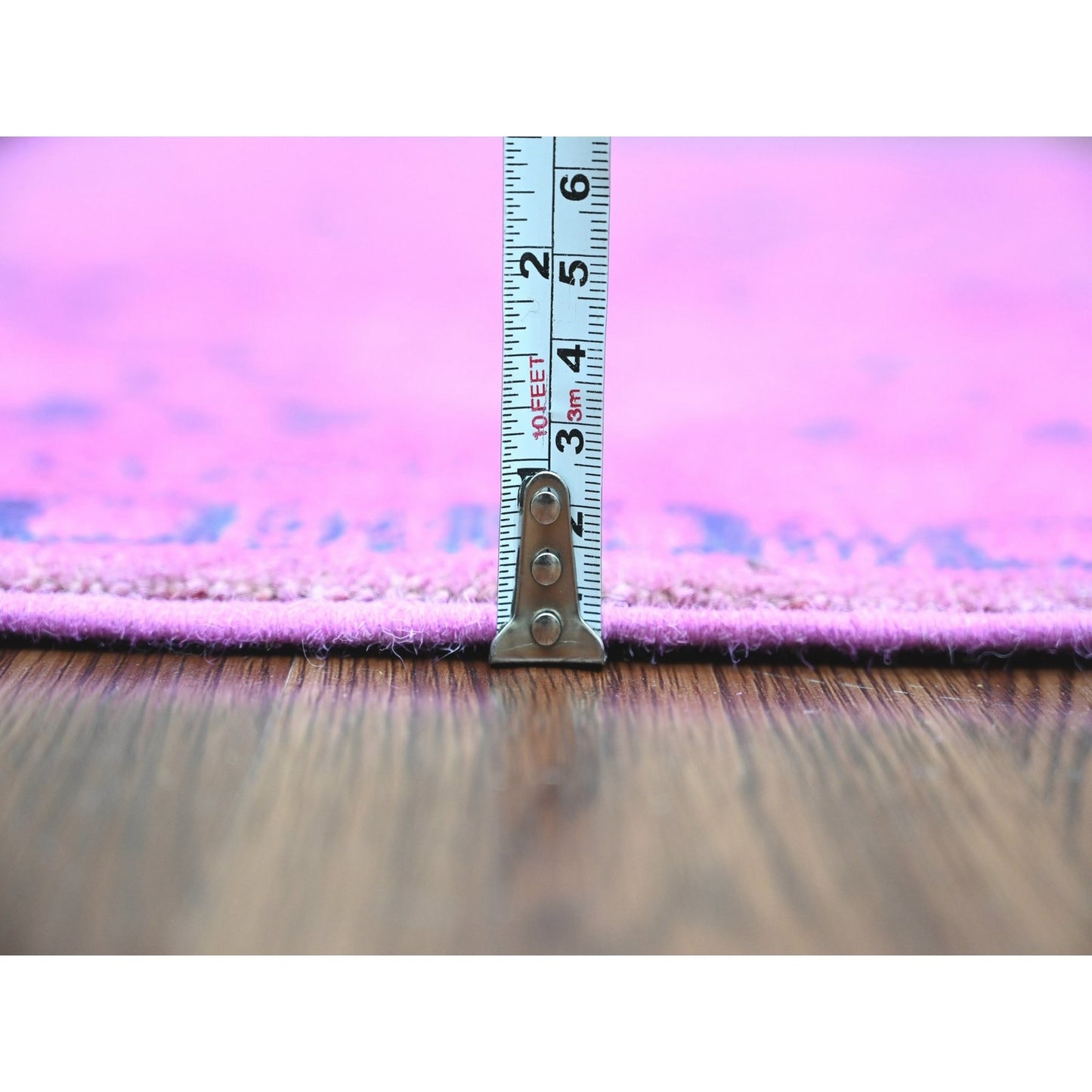 5'7"X7'9" Pink Overdyed Kazak Medallion Design, Hand Knotted Wool Rug