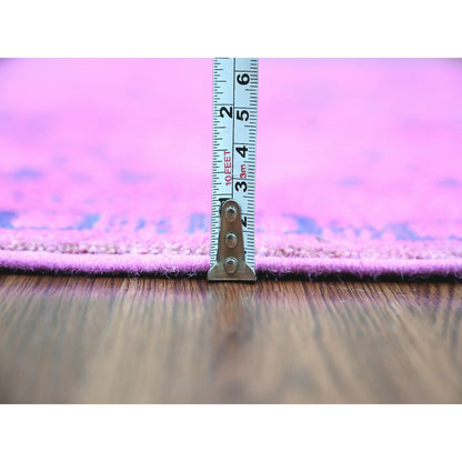 5'7"X7'9" Pink Overdyed Kazak Medallion Design, Hand Knotted Wool Rug