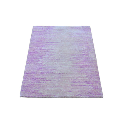2'2"X3'3" Pure Wool Only Ombre Design Hand Knotted Oriental Rug