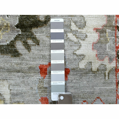 2'7"X9'8" Hand Knotted Gray Afghan Angora Oushak Pure Wool Oriental Rug