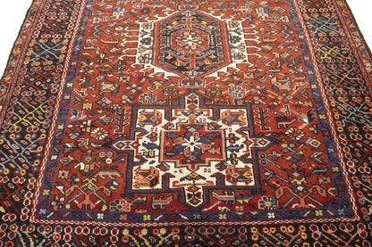 Semi-Antique Oriental Rug Rusty Red Geometric