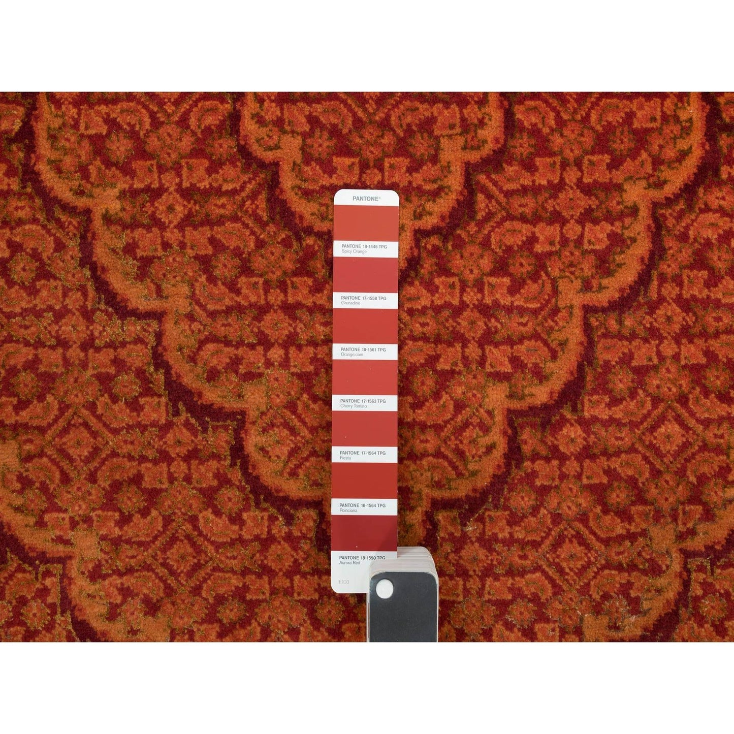 8'1"X10'1" Spicy Orange Wool And Silk Tebraz Mahi Hand Knotted Rug