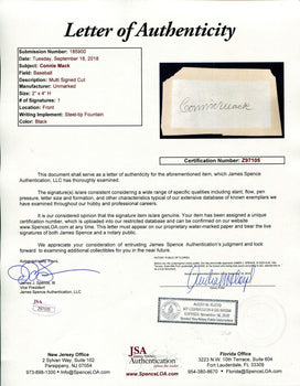 Connie Mack Autographed 2X4 Cut (Jsa)