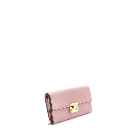 Gucci Padlock Continental Chain Wallet Guccissima Leather Long