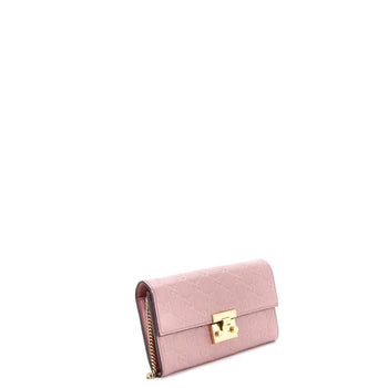 Gucci Padlock Continental Chain Wallet Guccissima Leather Long