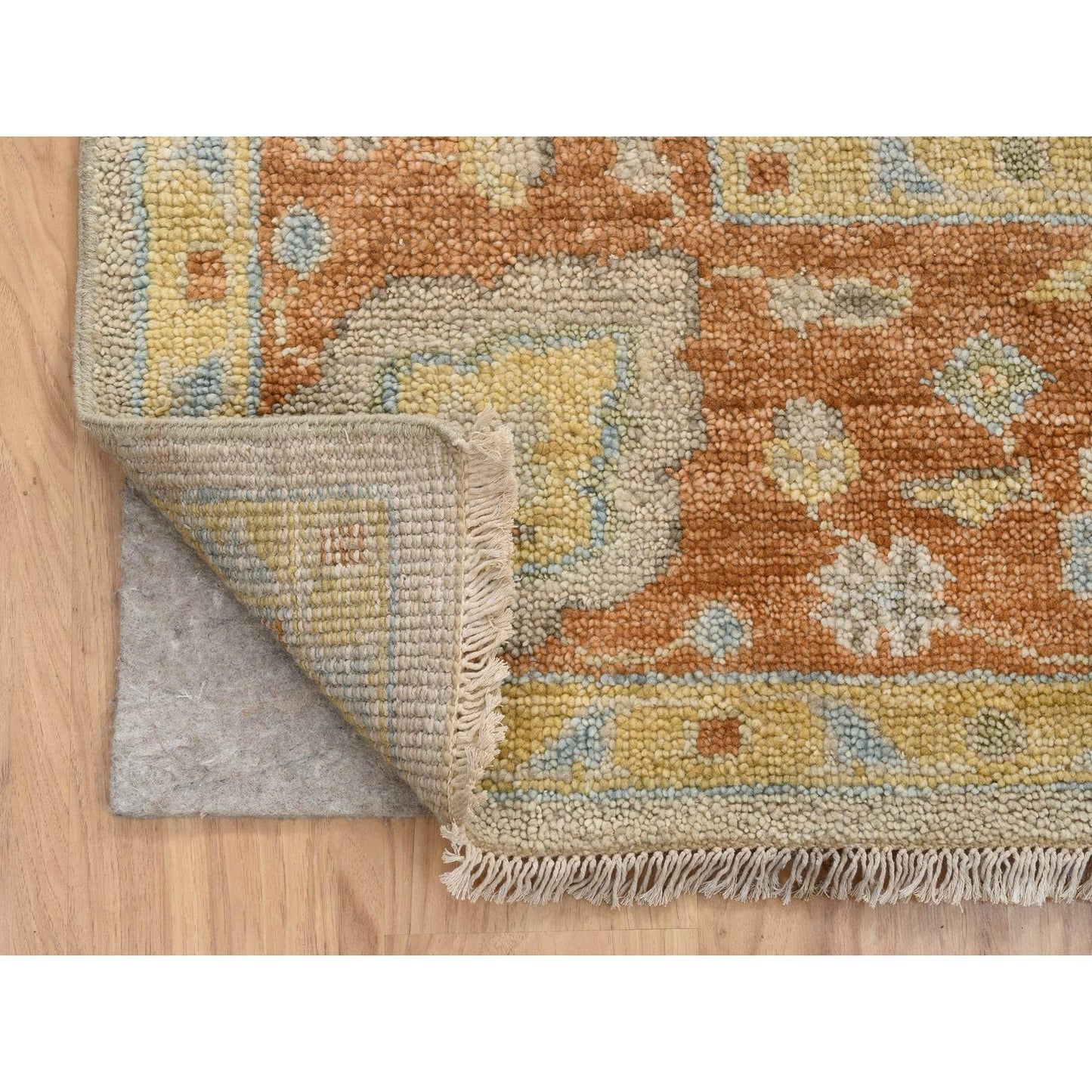9'1"X11'9" Tan Color Oushak Design Pure Wool Hand Knotted Rug