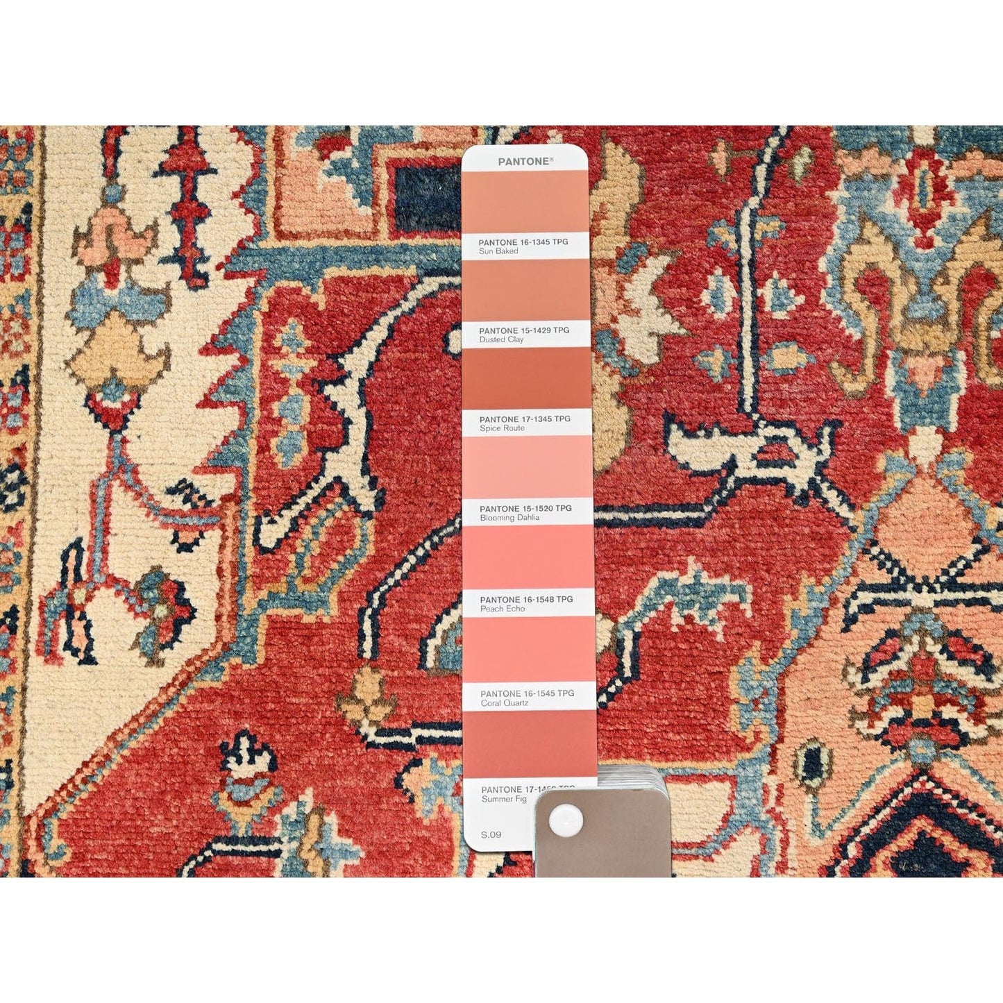 4'X6' Red Hand Knotted Afghan Peshawar With Seeripe Heris Design Wool Rug