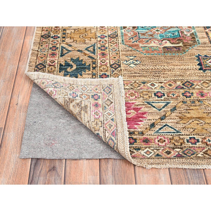 8'X10' Firewood Brown Soft Wool Afghan Ersari Design Hand Knotted Rug