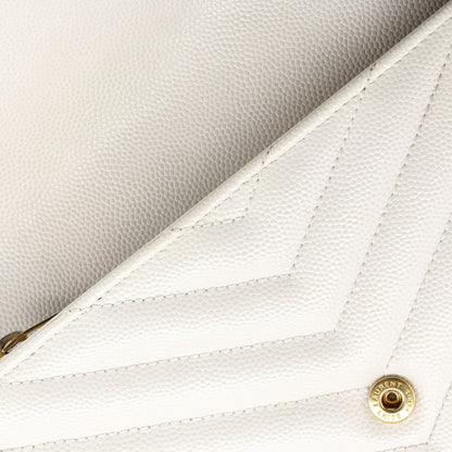 Saint Laurent Classic Monogram Flap Wallet Matelasse Chevron Leather Large