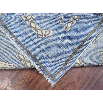 8'X9'8" Bdazzled Blue Snowflake Geometric Design Oriental Rug
