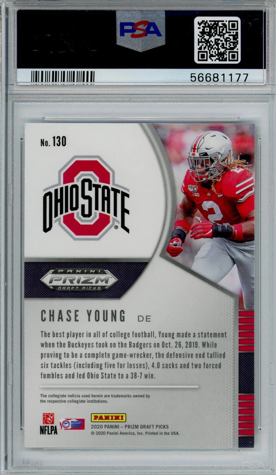 Chase Young 2020 Panini Prizm Dp Grade 9 Card #130