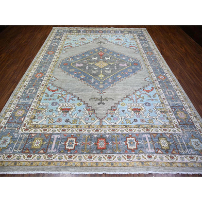 8'8"X11'7" Echo Gray Pure Wool Hand Knotted Finer Peshawar Rug