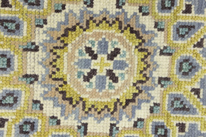 Handmade Oushak Blue Wool Octagon Floral Design 6X6 ft Oriental Home Carpet