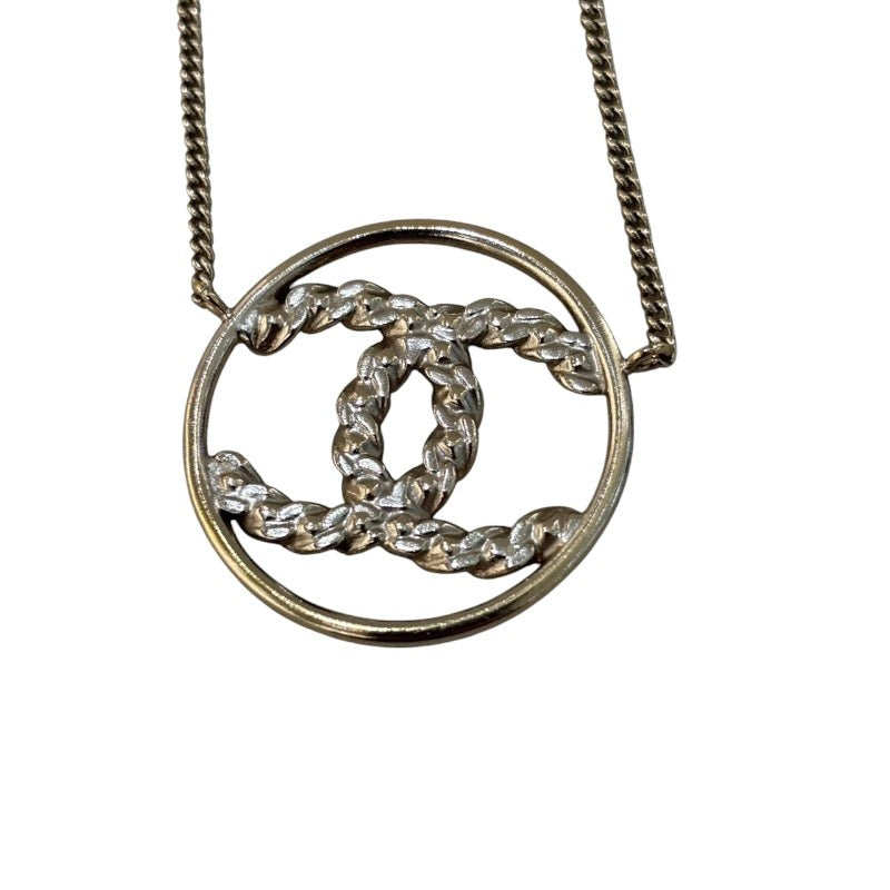 Chanel Coco Mark Circle Necklace Metal & Strass
