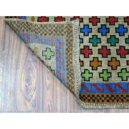 3'4"X4'9" Hand Made All Over Design Pure Wool Colorful Afghan Tribal Rug