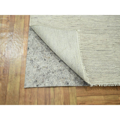 10'X14' Ivory Modern Grass Design Hand Knotted Wool And Silk Oriental Rug