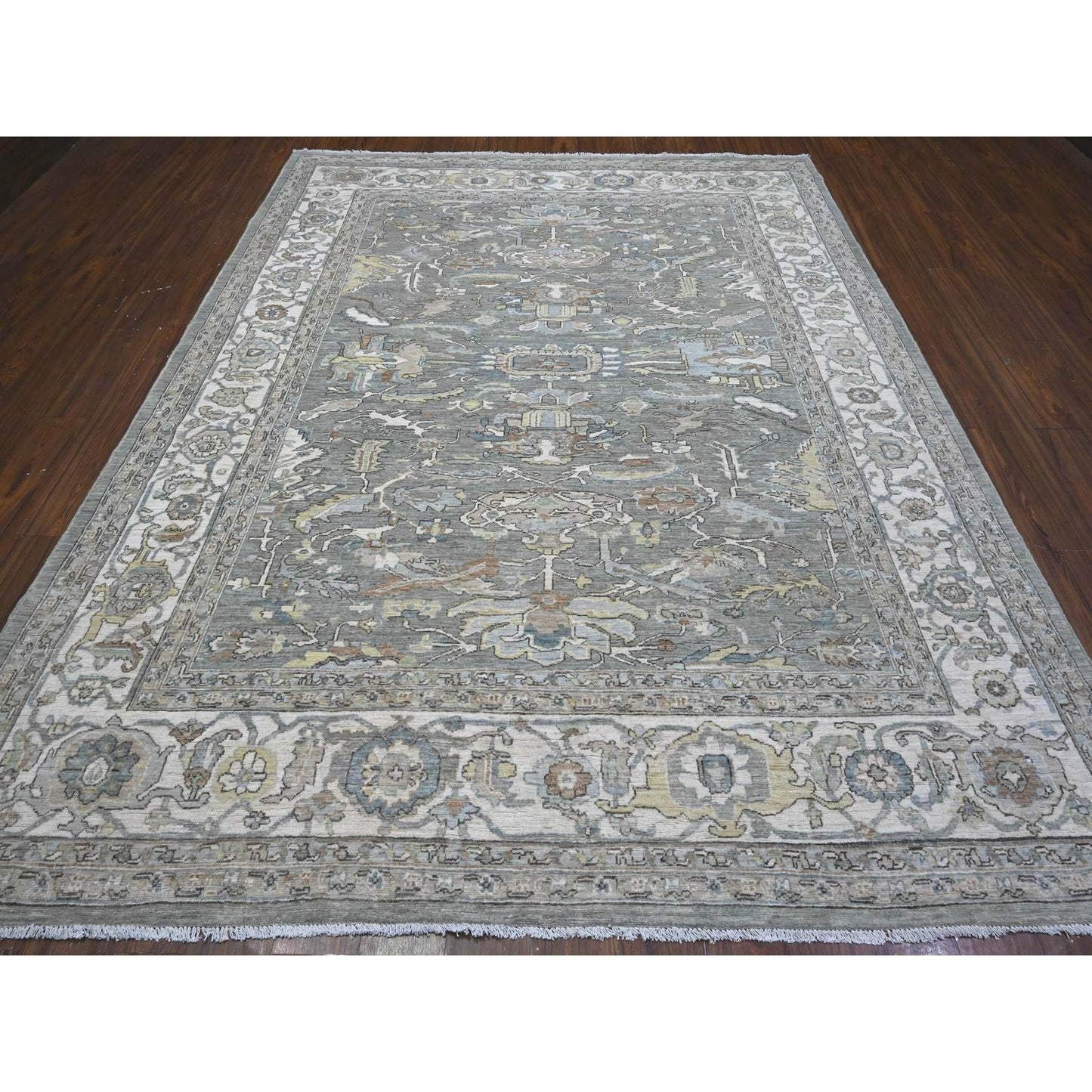 8'3"X10'5" Ultimate Gray Fine Aryana Peshawar Heris Oriental Rug