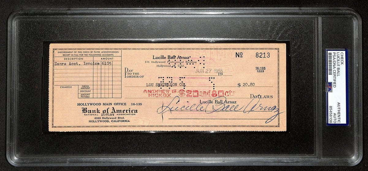 Lucile Ball Arnaz "I Love Lucy" Signed/Auto 1955
