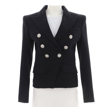 Balmain Women'S Double Breasted Blazer Cotton And Wool Blend