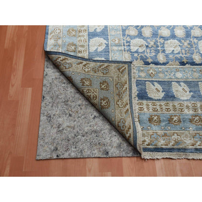 8'9"X12' Yale Blue Hand Knotted 100% Pure Real Silk Khotan Design Rug