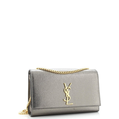 Saint Laurent Classic Monogram Crossbody Bag Metallic Leather Medium