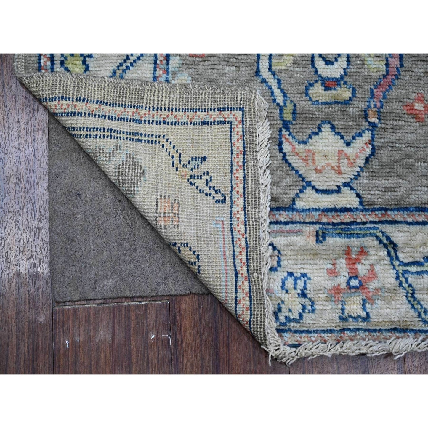 2'8"X11'9" Ash Gray Afghan Angora Oushak Wool Weft Runner Oriental Rug