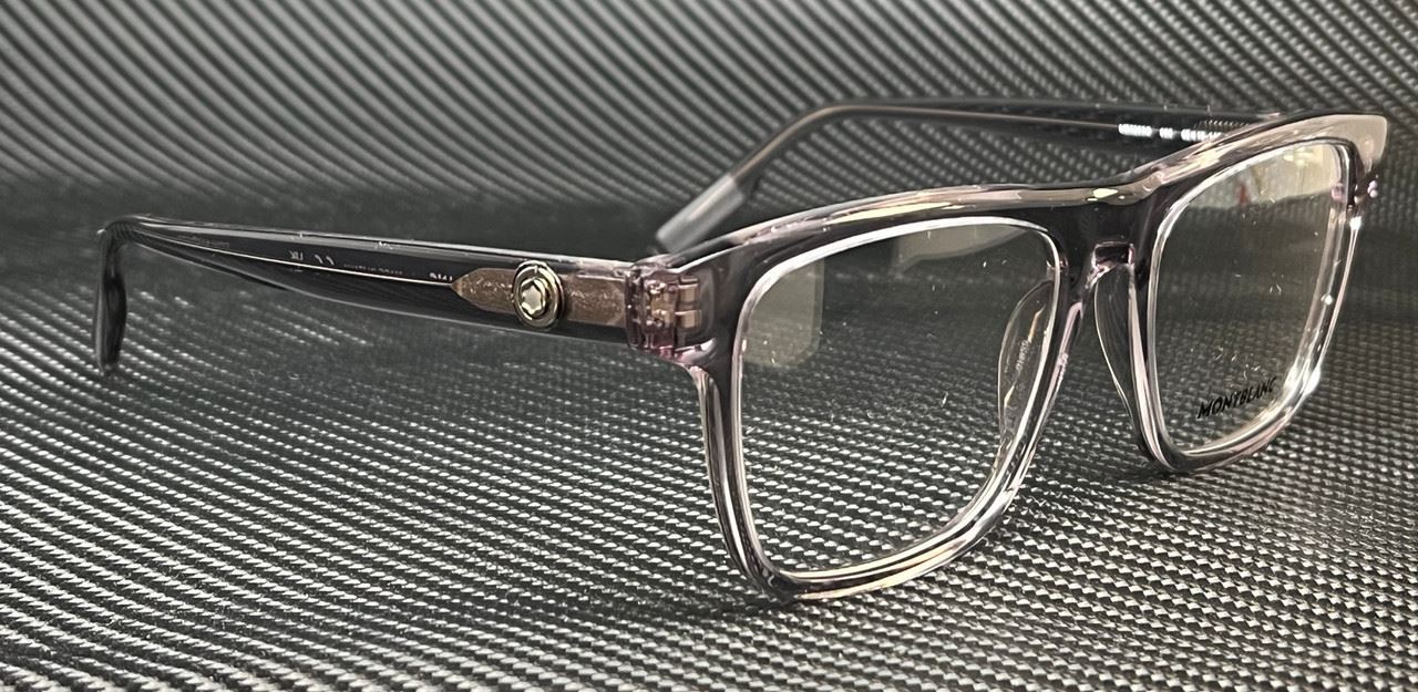 Mont Blanc Mb0203O 005 Transparent Gray Men'S Large 55 Mm Eyeglasses