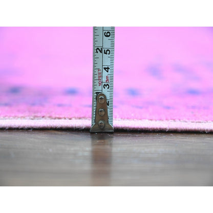 8'6"X11'4" Pink Overdyed Kazak Medallion Design Hand Knotted All Wool Rug