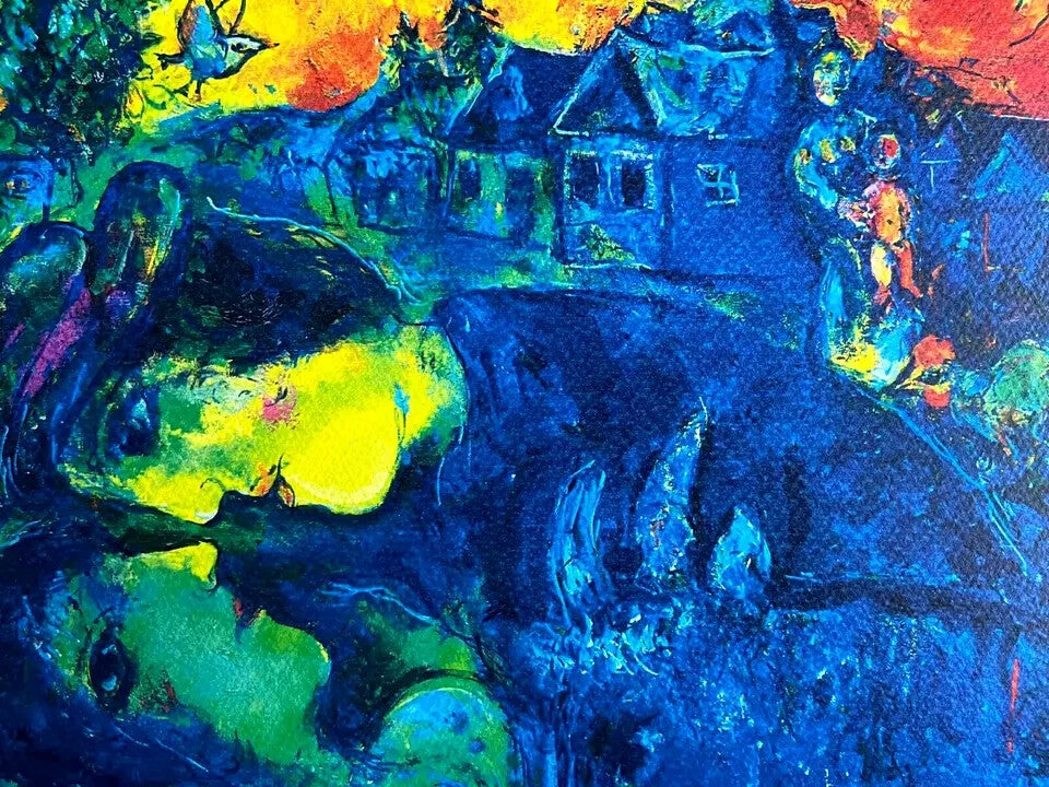 Marc Chagall Lithograph "The Blue Village" Coa Signed Numbered