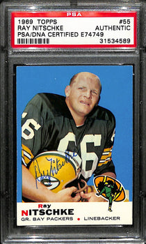Ray Nitschke Hof Signed 1969 Topps Card #55 Green