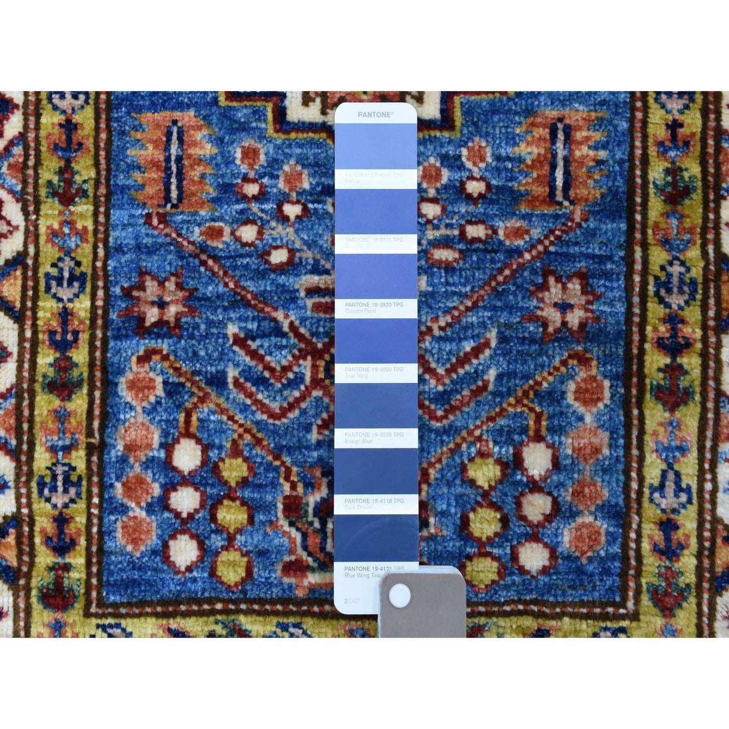 2'X2'10" Super Kazak Blue Hand Knotted Soft, Velvety Plush Wool Rug