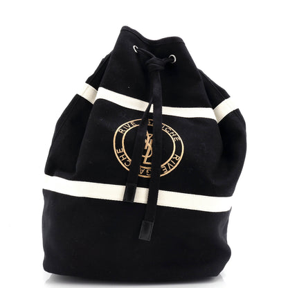 Saint Laurent Rive Gauche Drawstring Sling Bag Embroidered Canvas